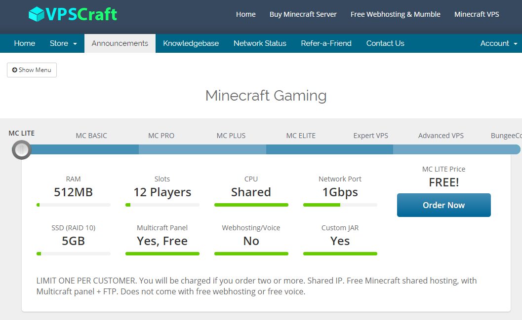 Vpscraft 免费创建我的世界 Minecraft 服务器 512m内存 12玩家 支持ftp 洛杉矶 纽约机房 Boxdiary
